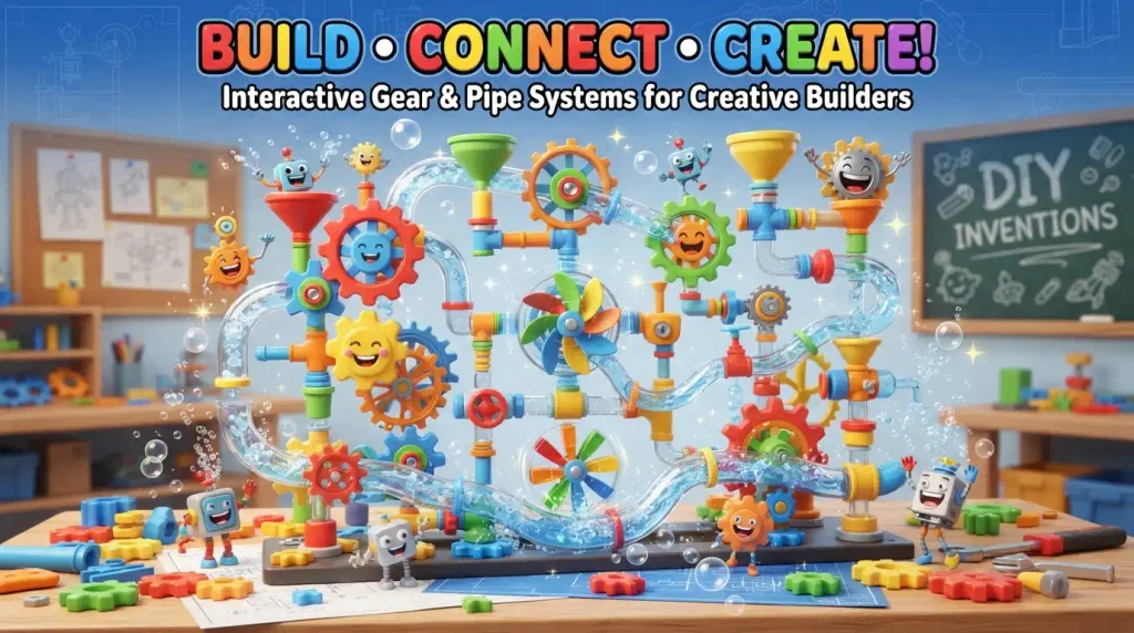Interactive Gear and Pipe Systems for Creative Builders