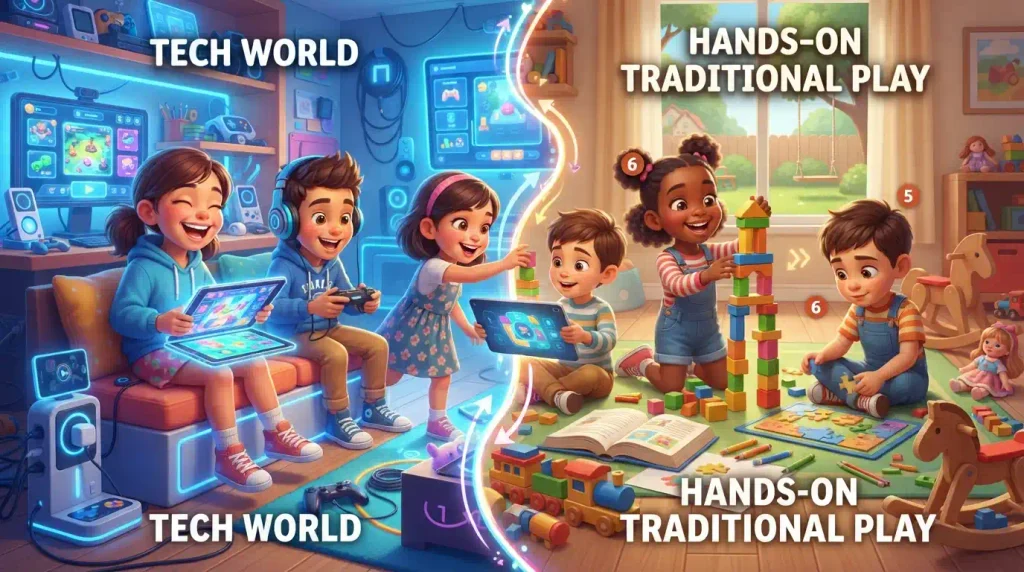 Technology vs. Hands-On Traditional Play